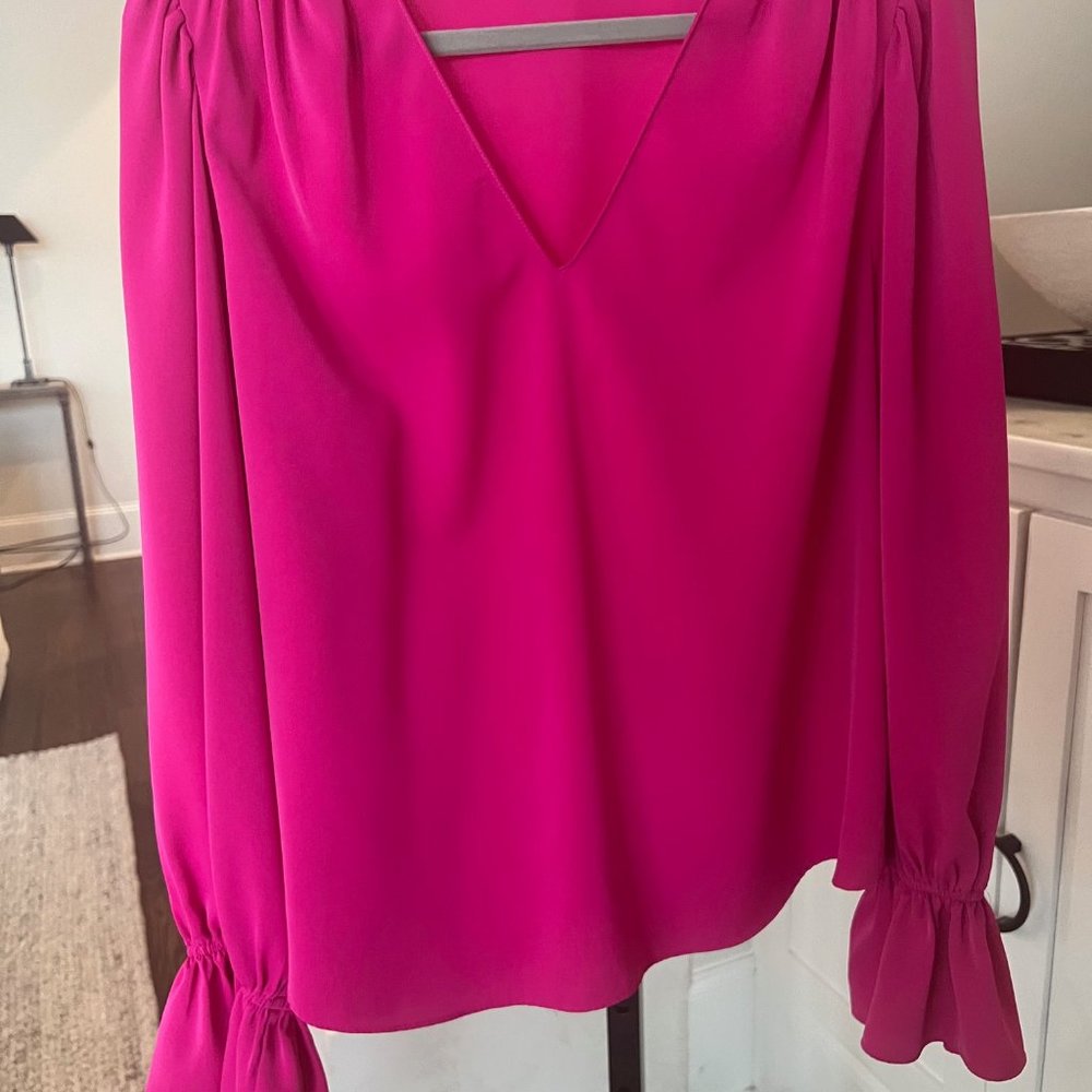 Aqua-Bloomindales Long Sleeve Pink Blouse